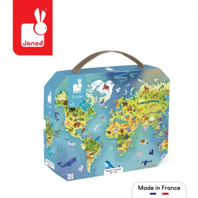 Puzzle w walizce Mapa wiata 6+ Janod