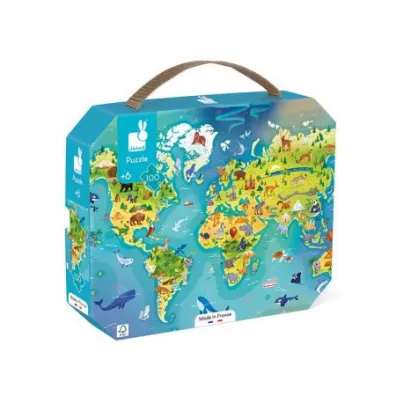 Puzzle w walizce Mapa wiata 6+ Janod