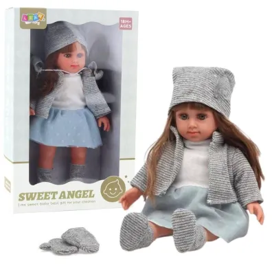 Lalka w niebieskiej sukience 36,5cm LeanToys