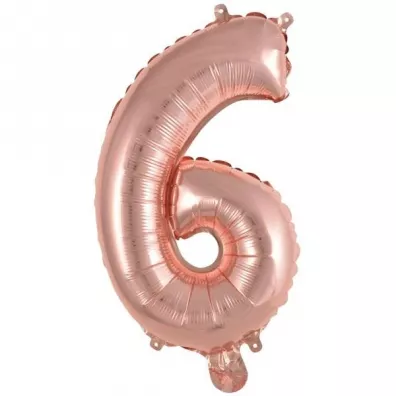 Amscan Balon foliowy mini cyfra 6 r�owe z�oto 29x40cm