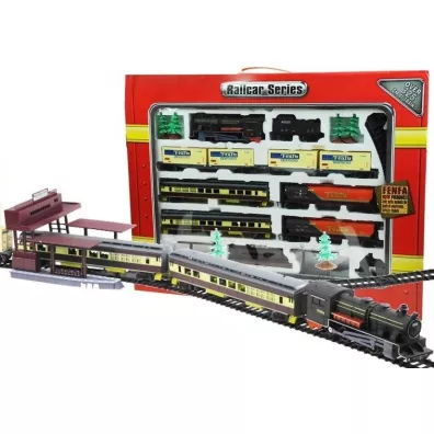 Kolejka gigant 7 wagon�w ze �wiat�em 10m LeanToys