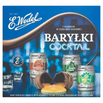 E.Wedel Cocktail Bary�ki z alkoholem w czekoladzie deserowej 200 g
