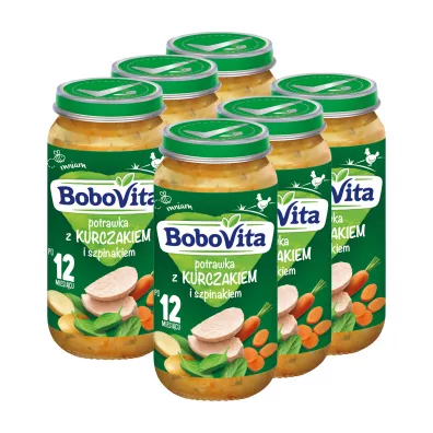 BoboVita Obiadek Potrawka z kurczakiem i szpinakiem po 12 miesicu Zestaw 6 x 250 g