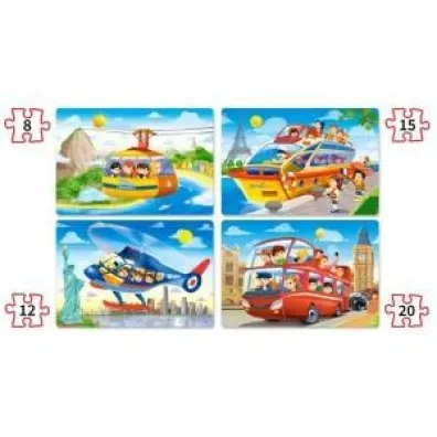 Puzzle maxi 4w1 - Podr�owa� przez �wiat (8+12+15+20 el.) Castorland