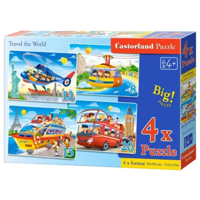 Puzzle maxi 4w1 - Podr�owa� przez �wiat (8+12+15+20 el.) Castorland