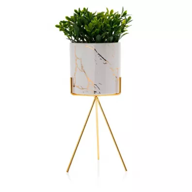 HowHomely Doniczka Emma Gold White 28 cm