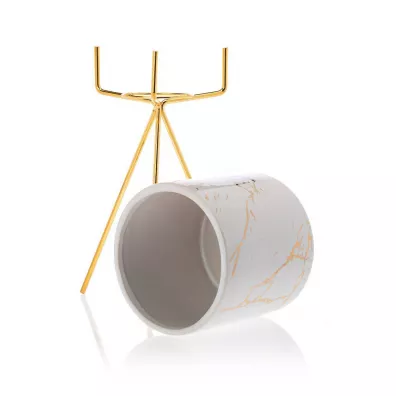 HowHomely Doniczka Emma Gold White 28 cm