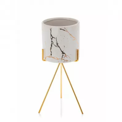 HowHomely Doniczka Emma Gold White 28 cm