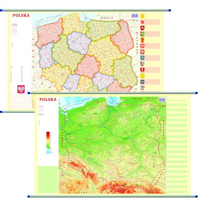 Polska. Mapa �cienna dwustronna fizyczno-administracyjna 1:1 800 000