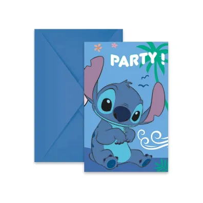 Godan Zaproszenia z kopertami Stitch & Angel Disney 6 szt