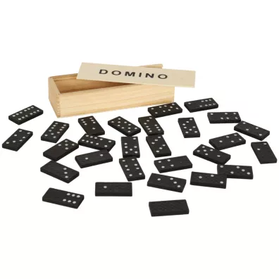 Domino drewniane gra rodzinna edukacyjna z etui klocki z drewna do gry