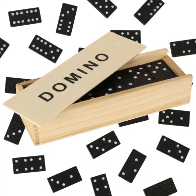 Domino drewniane gra rodzinna edukacyjna z etui klocki z drewna do gry