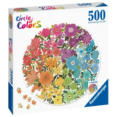 Puzzle okr�g�e 500 el. Circle of Colors. Paleta kolor�w. Kwiaty Ravensburger