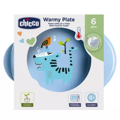 Chicco Talerz podgrzewany 6m+ niebieski