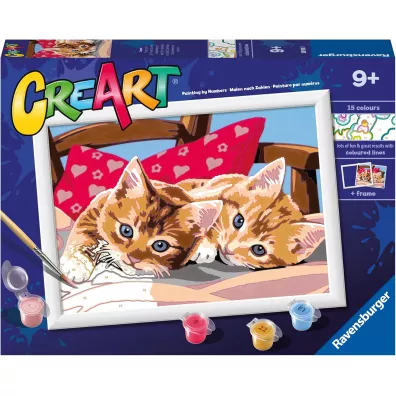 Ravensburger Malowanka CreArt dla dzieci. Dwa sodkie kotki. Malowanie po numerach