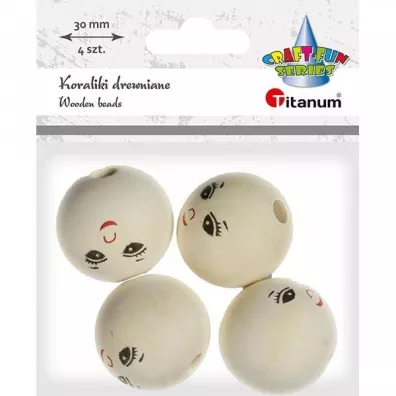 Titanum Koraliki drewniane okr�g�e z twarz� 4 szt.