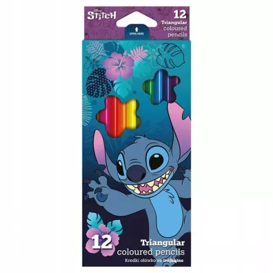 CoolPack Kredki o��wkowe tr�jk�tne Disney Core Stitch 12 kolor�w