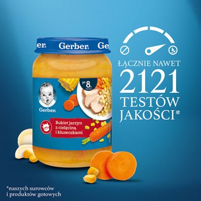 Gerber Obiadek bukiet jarzyn z cielcin i kluseczkami dla niemowlt po 8 miesicu 190 g