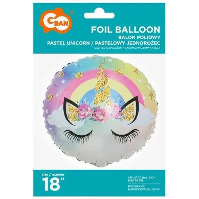 Godan Balon foliowy pastelowy jednoro�ec 45cm