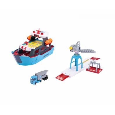 Port logistyczny Maersk ze statkiem towarowym, zestaw dla dzieci Majorette