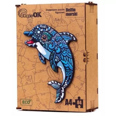 Puzzle drewniane eko 84 el. Delfin A4 PuzzleOK