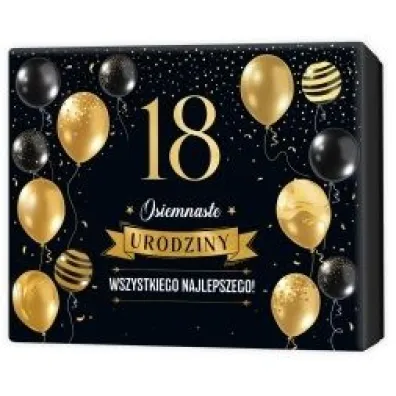 Pude�ko prezentowe 18 urodziny, czarne (22,5x17,5x4cm)