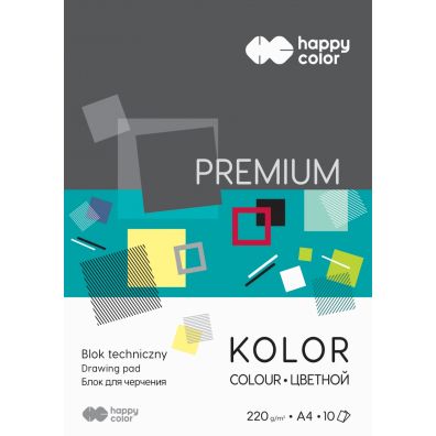 Happy Color Blok techniczny PREMIUM, kolorowy, A4, 220g, 10 arkuszy 10 kartek
