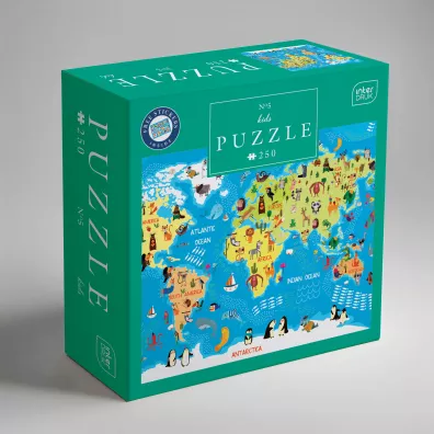 Puzzle 250 el. Kids World Map Interdruk