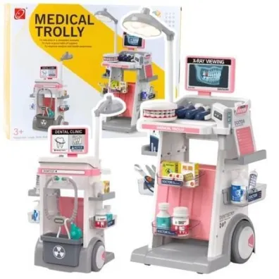 Zestaw doktor w�zek medyczny r�owy 26el LeanToys