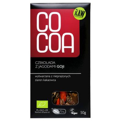 Cocoa Czekolada surowa z jagodami goji 50 g Bio
