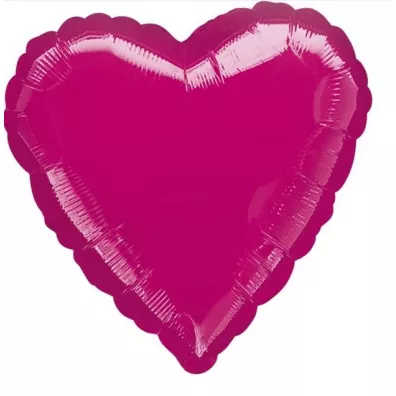 Amscan Balon foliowy metalik fuksja serce 43cm
