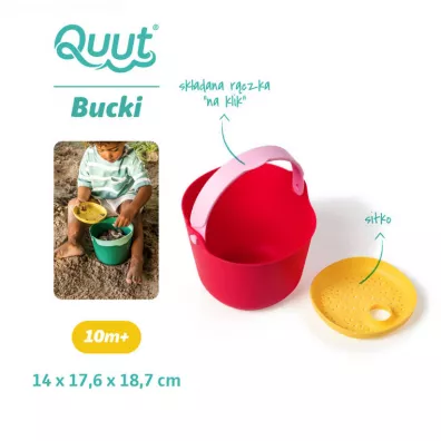 Quut Wiaderko z sitkiem Bucki Cherry + Banana Pink