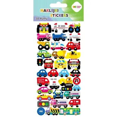Happy Color Naklejki 3D PUFFY-Cars Vehicles 9.5x22 cm