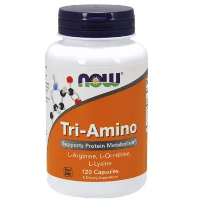 Now Foods Tri-Amino - L-Arginina + L-Ornityna + L-Lizyna Suplement diety 120 kaps.