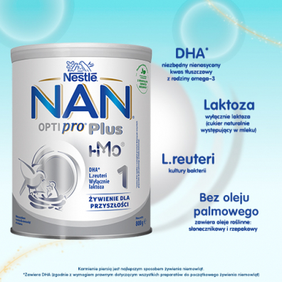 Nestle Nan Optipro Plus 1 HM-O Mleko początkowe dla niemowląt od urodzenia 800 g
