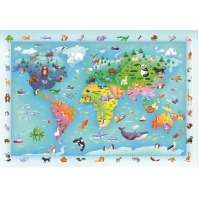 Puzzle 60 el. Maxi SuperColor. Wildlife Map Clementoni