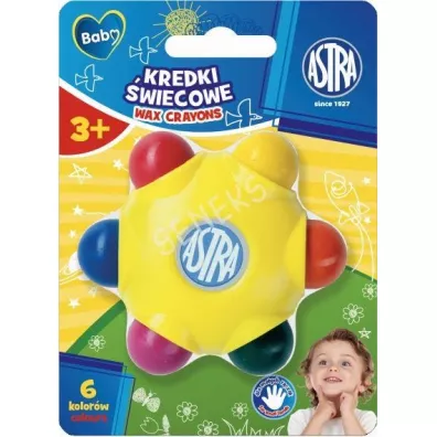 Astra Kredki �wiecowe Baby gwiazdki 6 kolor�w 6 szt.