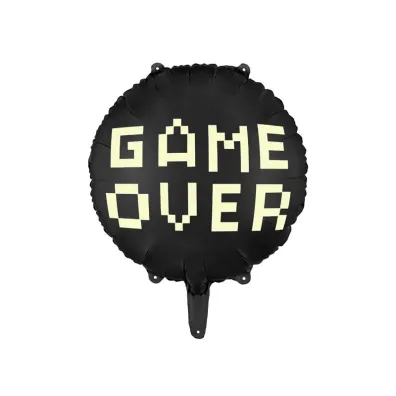 PartyDeco Balon foliowy Game over czarny 45cm