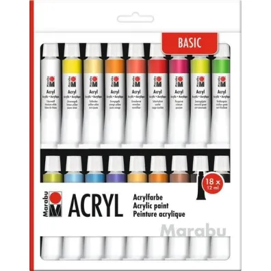 Marabu Farby akrylowe 12ml 18 kolor�w