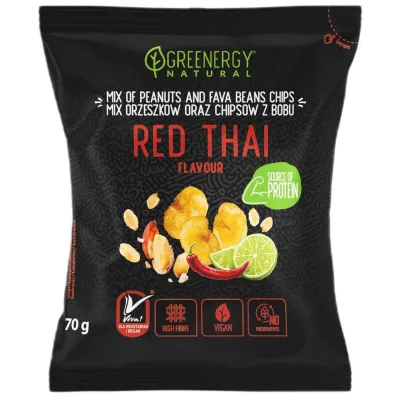 Greenergy Mieszanka proteinowa orzeszk�w i chips�w z bobu red thai 70 g