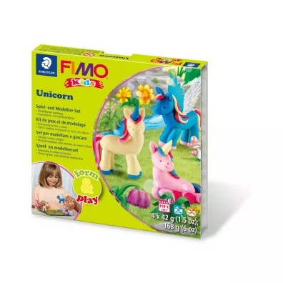 Staedtler Zestaw masy plastycznej termoutwardzalnej FIMO Kids Form&Play Jednoro�ce, 4x42g