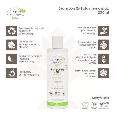 Alphanova Bebe Bio Szampon 2w1 dla niemowl�t 200 ml