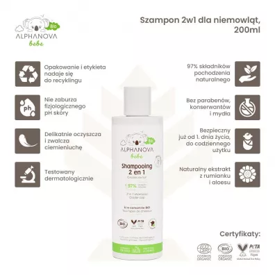 Alphanova Bebe Bio Szampon 2w1 dla niemowl�t 200 ml