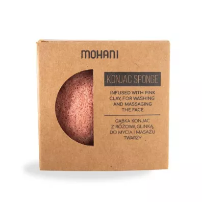 Mohani Konjac Sponge naturalna gbka do mycia i masau twarzy z row glink