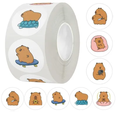 LeanToys Naklejki na ta�mie kapibara 2,5cm 500 szt