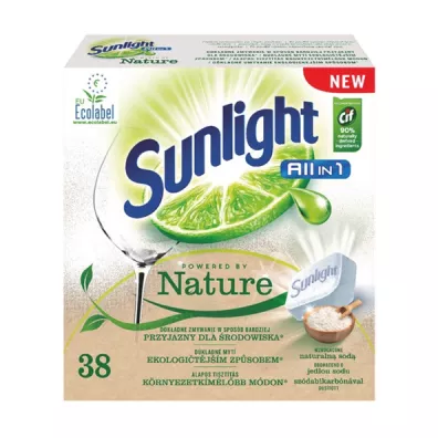 Sunlight All In 1 Powered By Nature tabletki do mycia naczy� w zmywarkach 38 szt.