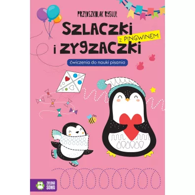 Szlaczki i zygzaczki z pingwinem. wiczenia od nauki pisania. Przedszkolak rysuje