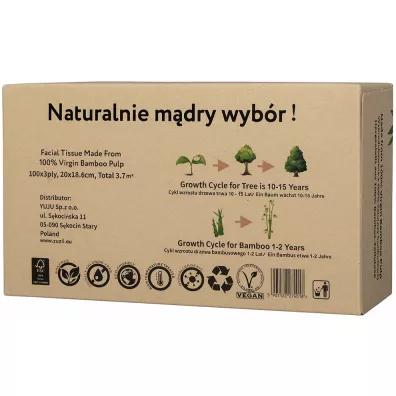 ZUZii Bambusowe chusteczki 3-warstwowe w kartoniku 100 szt.