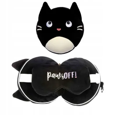 Puckator Pluszowa poduszka podr�na z opask� na oczy Relaxeazzz - Kot Feline Fine