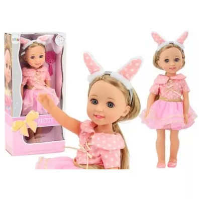 Lalka w r�owej sukience 38cm LeanToys